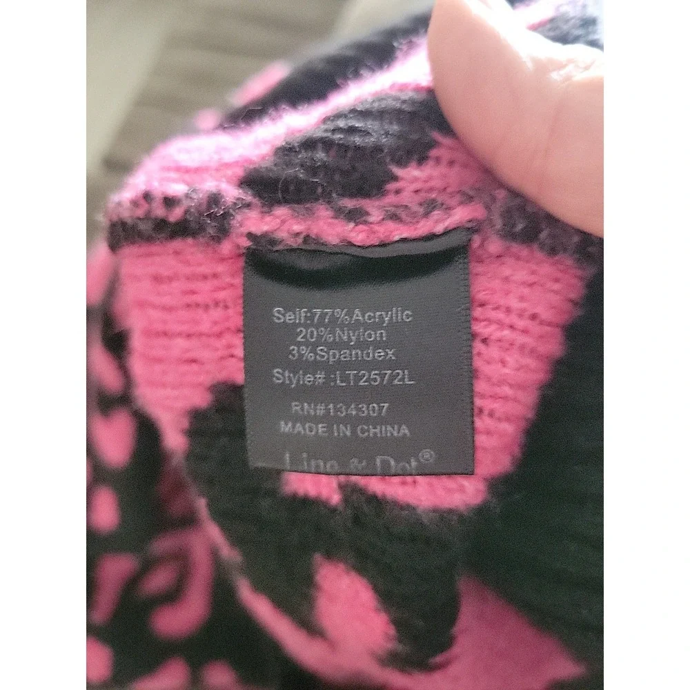 LINE & DOT Anthropologie Pink Leopard Print Sweater Crewneck Pullover Knit Top L